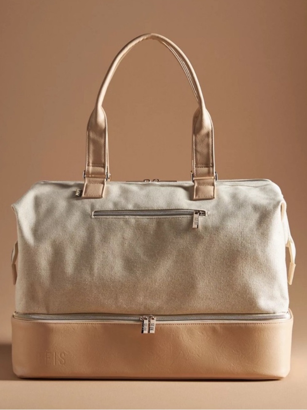 BEIS Canvas Duffel Bag in Beige and Tan